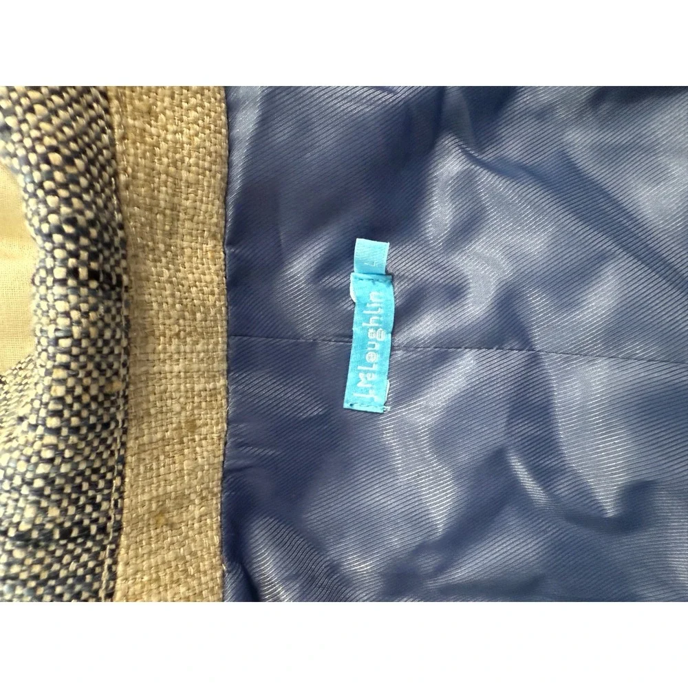 J mcLaughlin Buffalo Check tweed peacoat Blazer Jacket‎ Blue Tan Lightweight - Picture 5 of 6